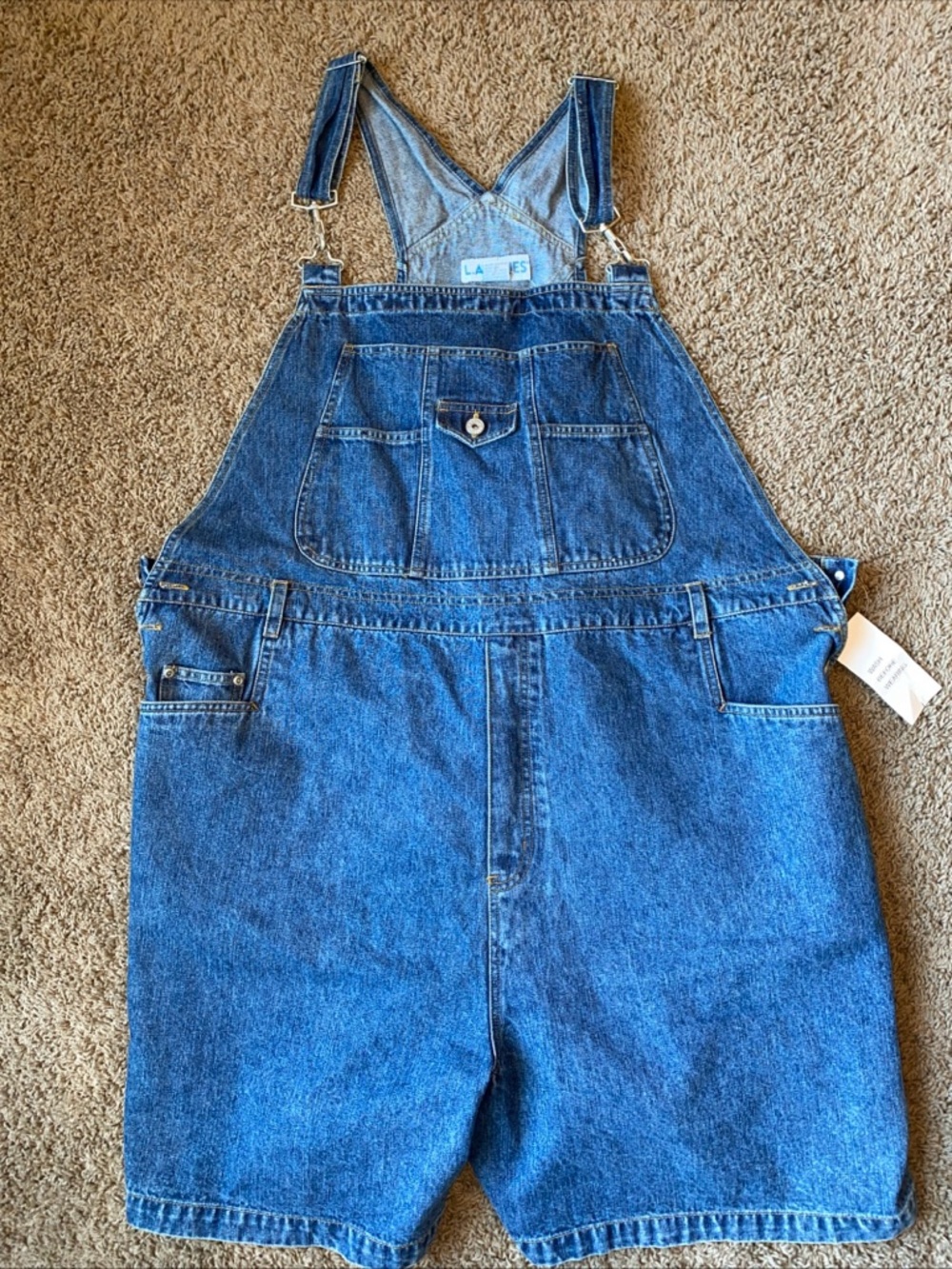Vintage LA BLUES Denim Bib Shortalls Womens Sz 28 Grunge Utility Y2K Cargo Retro